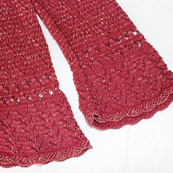 CP Shades - Pointelle Cardigan - Lurex Metallic Knit, Red, sz S - Picture 4 of 11